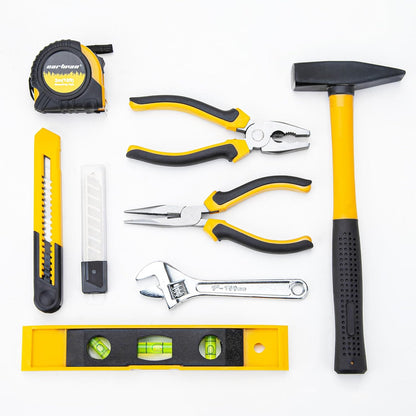 CARTMAN 57-Piece Home Tool Kit, Yellow Household Tool Set With Storage Case | Complete household tool assortment for home repair, maintenance, DIY projects, furniture setup, and daily fixes in tool case.