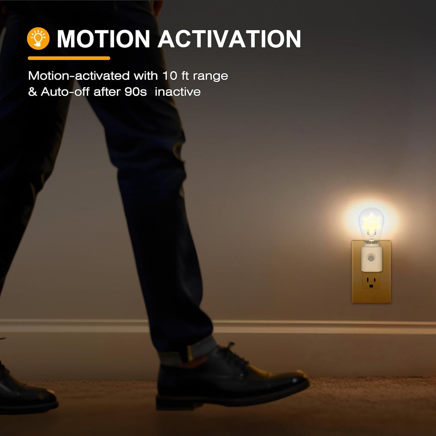 LED Motion Sensor Night Light, [1 Pack] Motion Activated Night Light, 2200K Amber, Adjustable Brightness, Motion Sensor Light Indoor Plug in for Nursery, Kids, Bedroom, Bathroom Nightlight