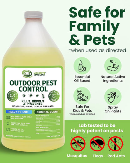 Mosquito Magician Ready-to-Use Mosquito Yard Spray 2 Gal (original scent) – Kills Mosquitoes, Fleas & Fire Ants, Repels & Prevents Ticks – Essential Oil Formula for Sprayers, Foggers & Misting Systems
