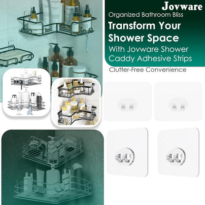 Shower Caddy Adhesive Replacement Stickers 4 Pack Single Shower Caddy Hook, Bathroom Shelf Adhesive Mount Replacement 1 Hook, Individual Adhesive Strips for Sponge Caddy Soap Holder Sink Caddy
