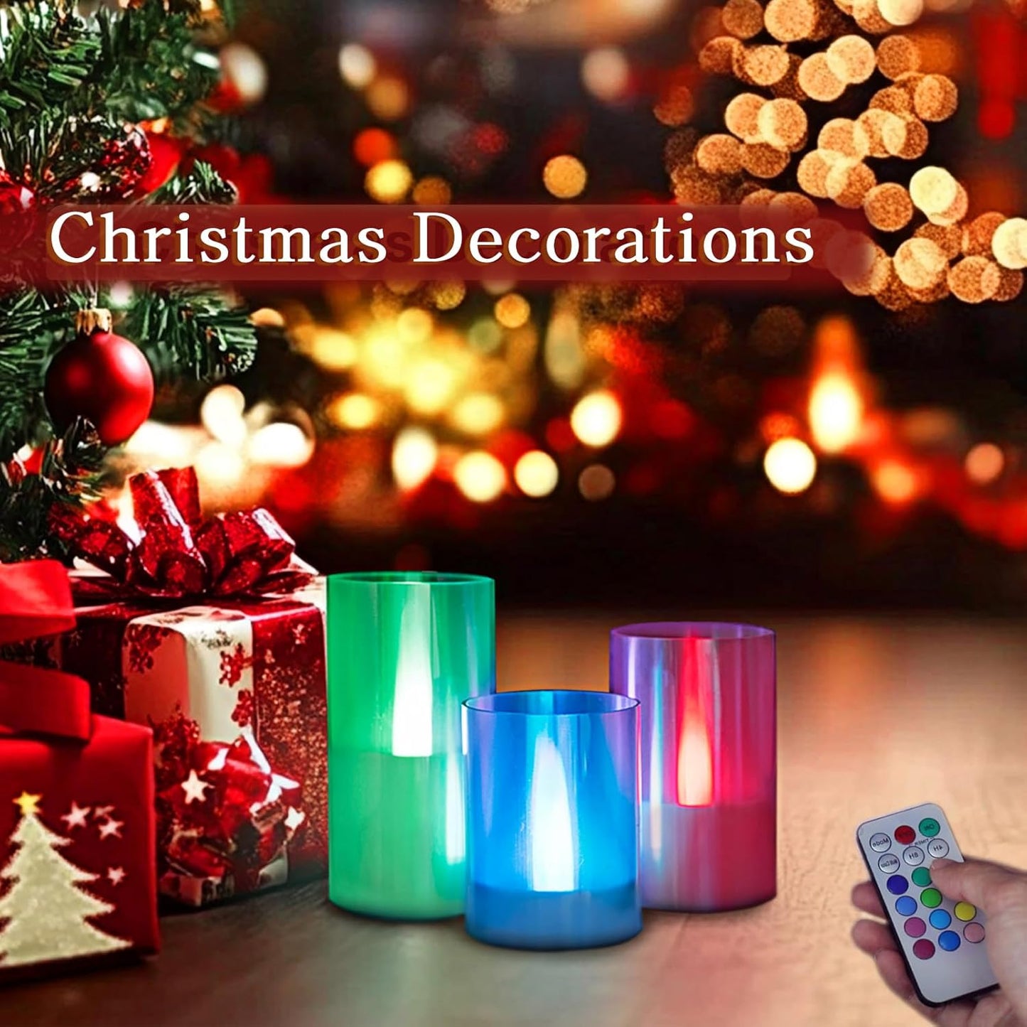 LANKER Flameless Candles with Remote Control and Timer, Battery Operated LED Pillar Candles, Romantic Light, Set of 3 (Warm White)