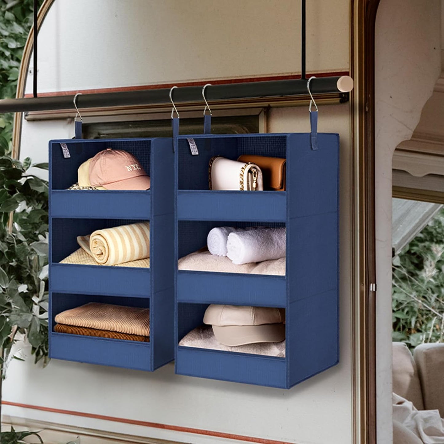 GRANNY SAYS 3-Shelf Hanging Closet Organizer and Storage, Collapsible Hanging Closet Shelves, Hanging Organizer for Closet & RV, Gray, 29 ½" H X 12" W X 12" D, 1-Pack