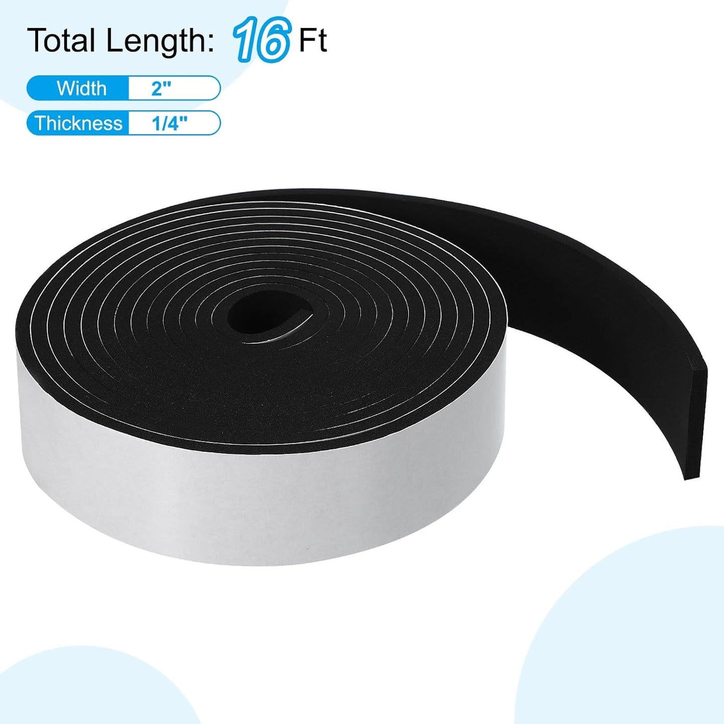 PATIKIL Weather Stripping Door Seal Strip, 3/8 Inch x 1/4 Inch x 32 Ft Self Adhesive Soundproof High Density Foam Tape Insulation for Door Window Air Conditioning, White - Colors B