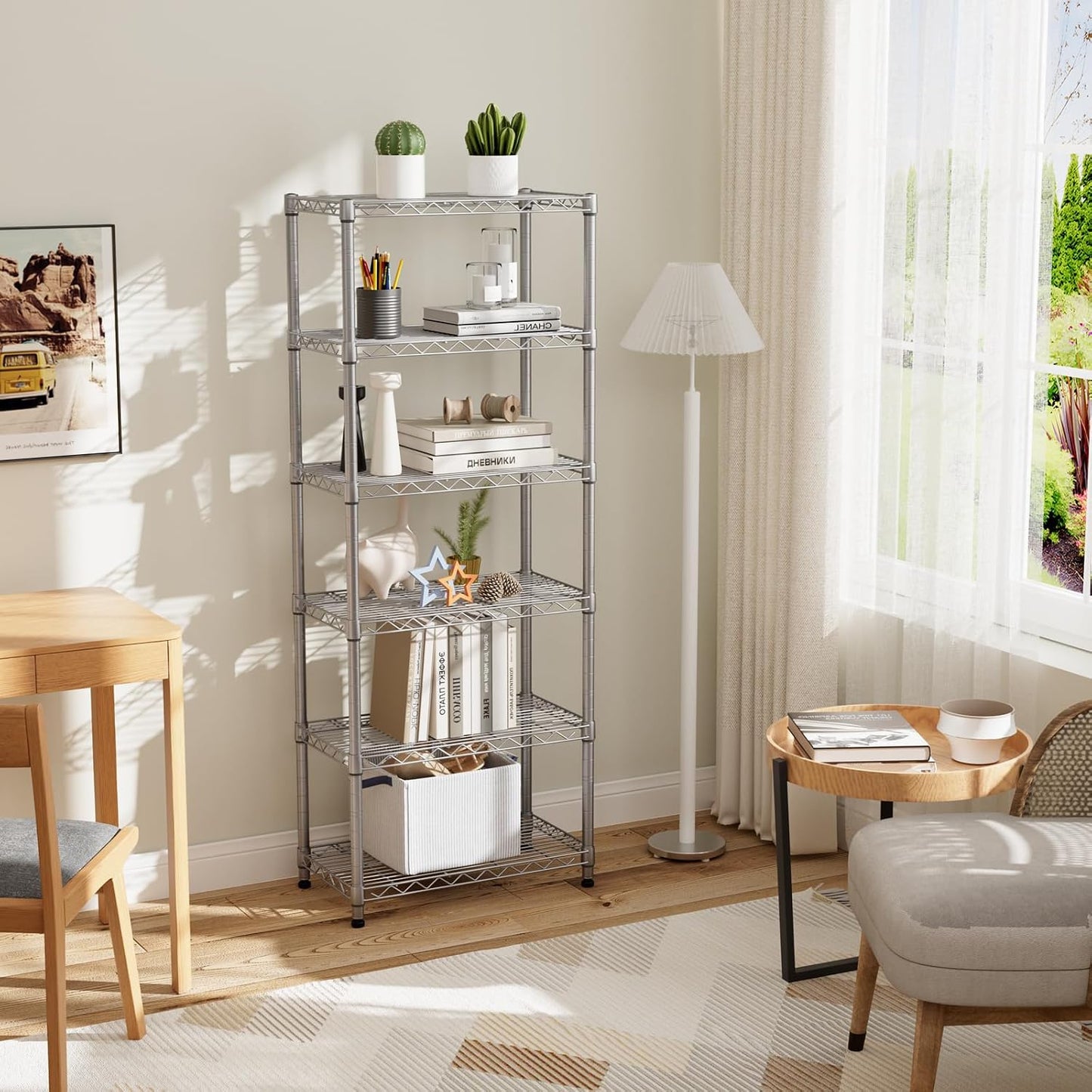 Golpart 4 Tier Adjustable Storage Shelves Metal Utility Shelf Wire Shelving Unit Organizer Rack for Home Kitchen Office Bathroom Pantry Room 12" D x 18" W x 44" H
