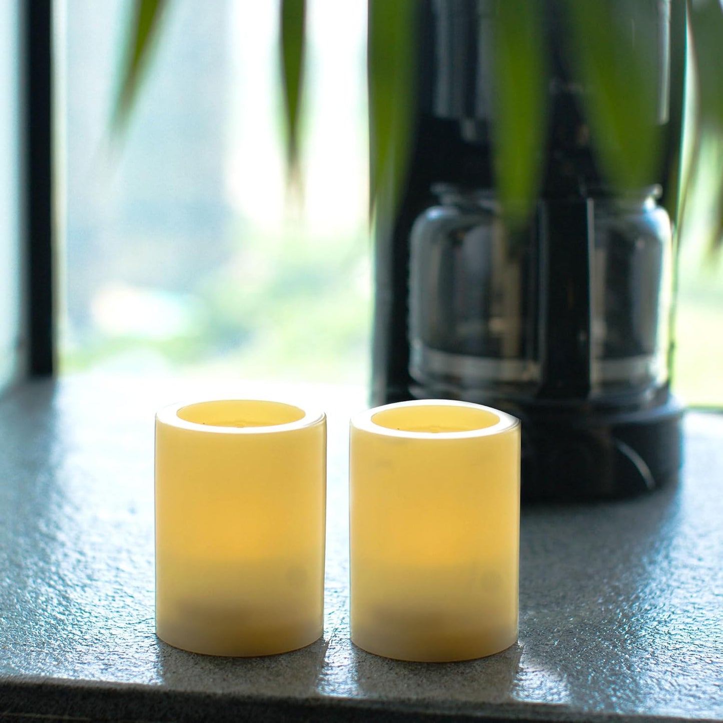 CANDLE CHOICE Waterproof Outdoor Battery Operated Flameless Candles with Remote Timer Plastic Flickering Fake Electric LED Pillars for Lantern Garden Wedding Christmas Decorations 3x4 Inches 3 PCS