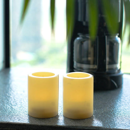 CANDLE CHOICE Waterproof Outdoor Battery Operated Flameless Candles with Remote Timer Plastic Flickering Fake Electric LED Pillars for Lantern Garden Wedding Christmas Decorations 3x4 Inches 3 PCS