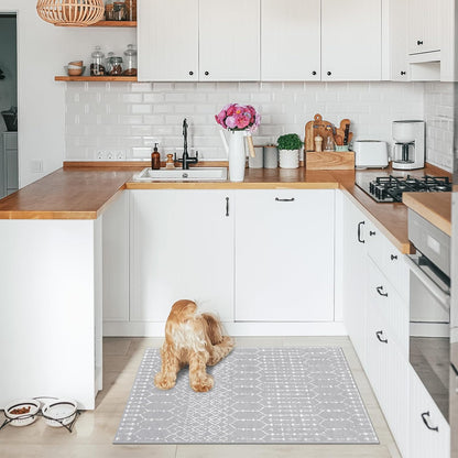 Lahome Moroccan Entry Rug 2x3, Non-Slip Washable Front Indoor Door Mat Rubber Backing Low-Profile Door Rugs, Small Geometric Print Distressed for Entryway Bathroom Kitchen, Black Hana