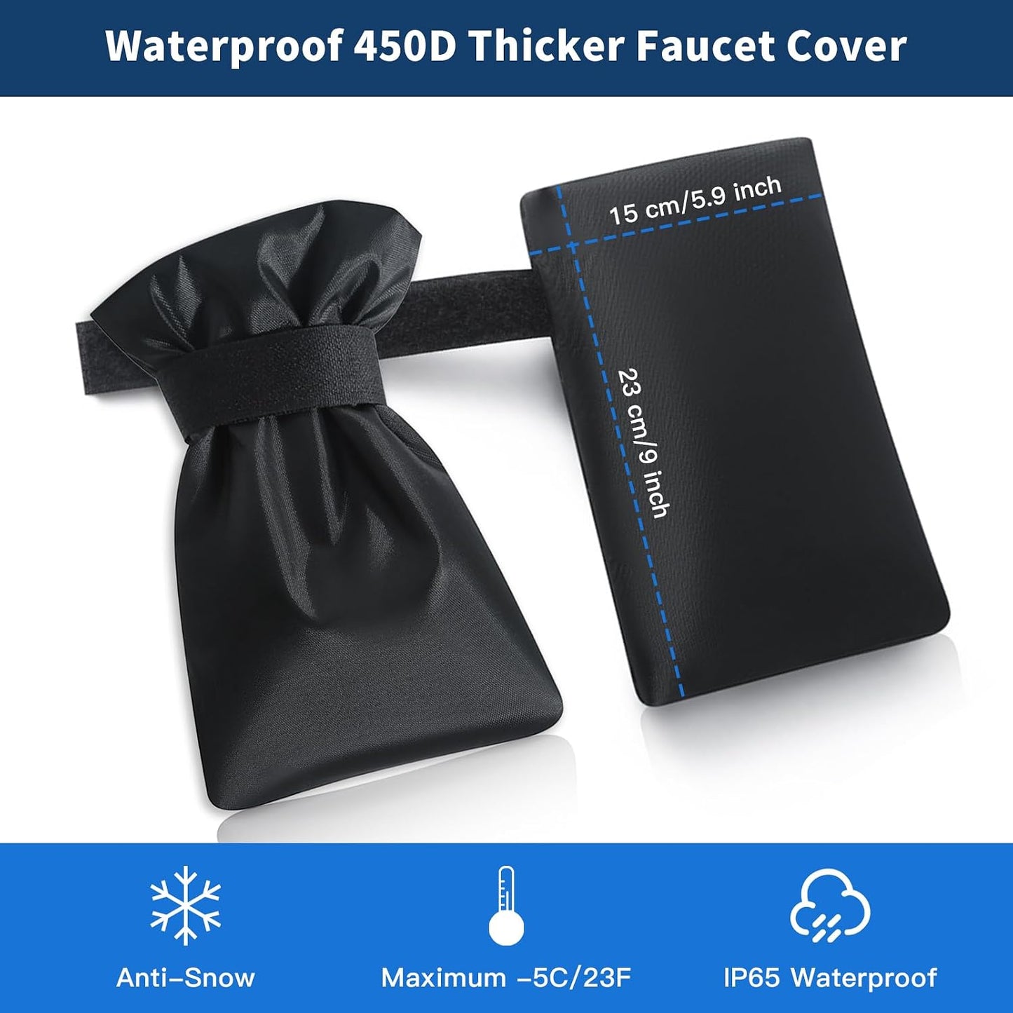 Outdoor Faucet Covers for Winter Freeze Protection,6.7" W x 8.3" H Outside Garden Faucet Socks for Winter Waterproof Reusable Hose Bibs Insulated Spigot Cover, 6 Pack Black