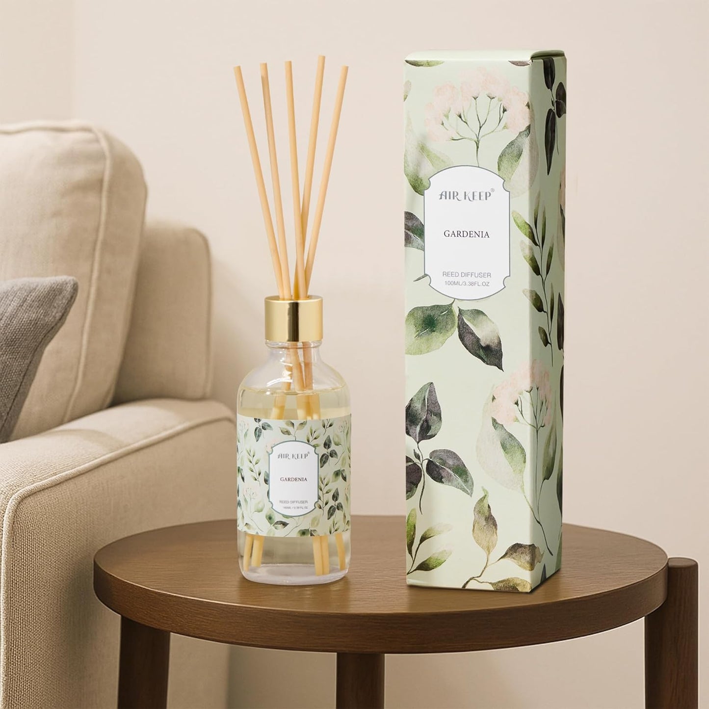 Airkeep Reed Diffuser Oil Set with Reed Sticks,Vanilla Aromatherapy Oil Scent Diffuser for Home Office Bathroom Decoration Perfume and Gifts 3.38 oz/100ml