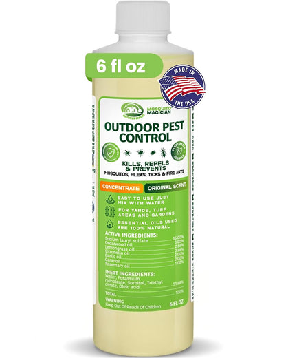 Mosquito Magician Liquid Concentrate – Kills Mosquitoes, Fleas & Fire Ants, Repels and Prevents Ticks – Essential Oil Yard Treatment Spray – Use with Sprayers, Foggers & Misting Systems – 32 oz, Mint