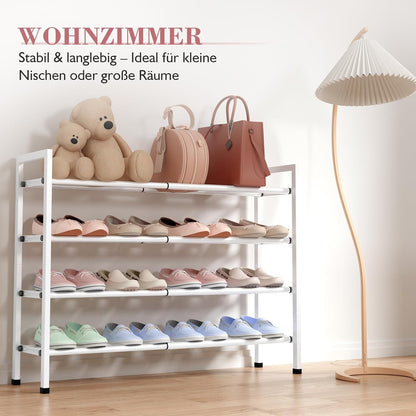 Bumusty 3-Tier Expandable Shoe Rack for Closet, 18“-33” Adjustable Shoe Rack for Small Space, Small Shoe Organizer for Front Door, Sturdy Metal, Black