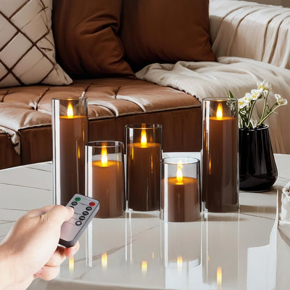Homemory Realistic Flickering Battery Operated Candles, LED Fake Electric Candle with Remote Control and Timer, Flameless Candles for Home, Christmas Decoration, White, Set of 3