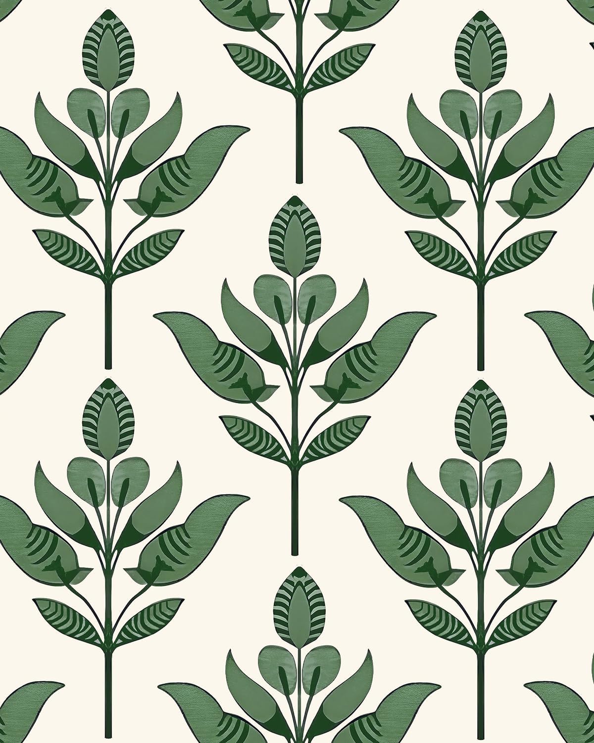 BOKEBEVE Leaves Contact Paper Floral Wallpaper Stick and Peel Boho Damask Wall Paper for Liner Drawer Cabinet Backsplash Renter Friendly Waterproof 17.5 x 118In