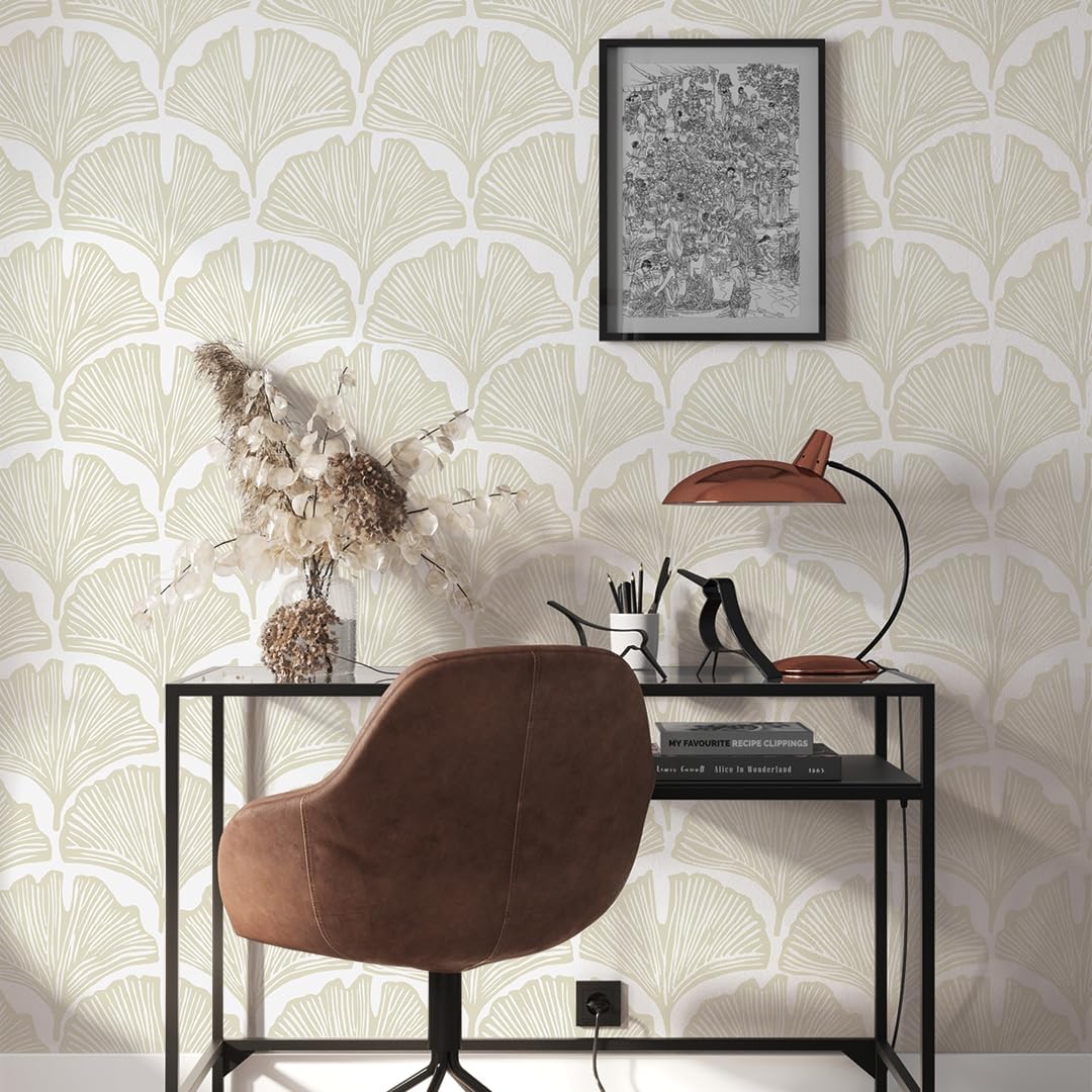 Tempaper x Novogratz Waverly Blue Feather Palm Removable Peel and Stick Wallpaper, 20.5 in X 16.5 ft, Made in The USA