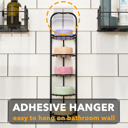 SpaceAid 4 Tier Shampoo Bar Holder for Shower, Self Draining Soap Bar Holders Caddy for Bathroom Wall and Kitchen Sink, Shampoo Bar Dish Rack, Stainless Steel Bar Soap Holder (Black)