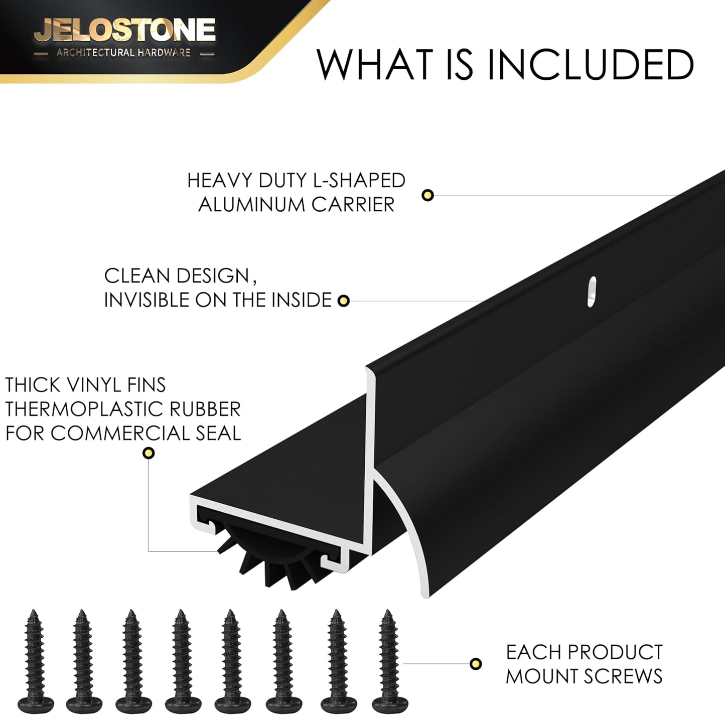 48'' L-Shaped Door Bottom Shoes with Rain Drip(Dark Bronze Anodized) - Fire Rated - Heavy Duty Aluminum with Flex-V Vinyl Seal Insert, Weatherproof & Soundproof for Exterior Doors, JS-210DV