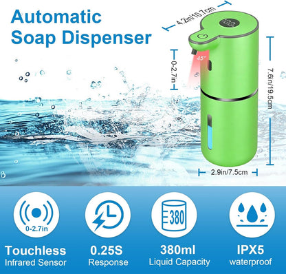 OHIFAST Automatic Foaming Soap Dispenser Touchless, USB Rechargeable Smart Hand Soap Dispenser, 6-Level Adjustable, 12.8oz/380mL Wall Mounted for Bathroom Kitchen Dish Soap-White