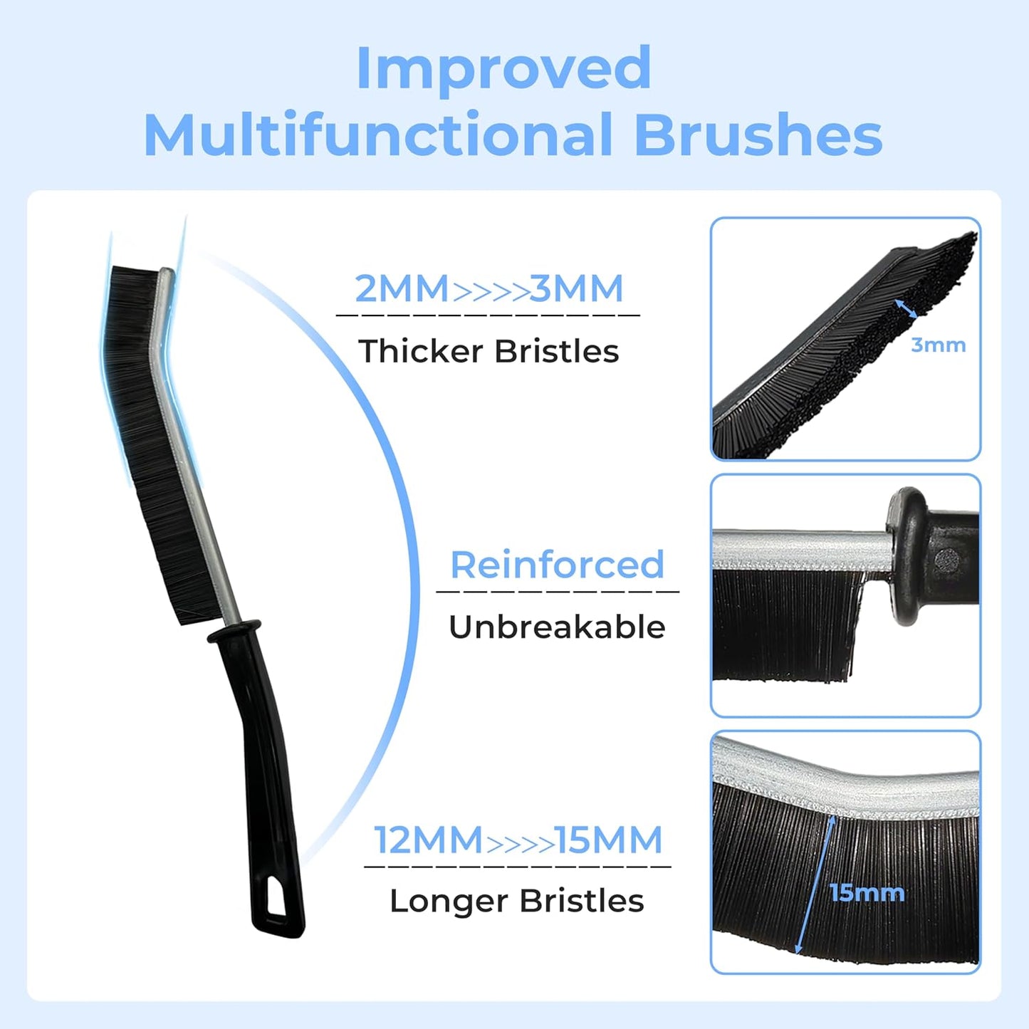 Crevice Cleaning Brush, Hard-Bristled Gap Scrub Brush, Toilet Gap Cleaning Brush Tool, for Scrub Small Spaces, Kitchen, Bathroom, Corner, Grout, Sink, Window Tracks, Hinges, 3pcs