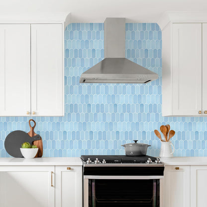 Vamos Tile Upgraded Thicker Design Peel and Stick Backsplash Tile, Self Adhesive Vinyl Wall Tiles, Stick on Backsplash for Kitchen, Bathroom, RV,Pantry,10-Sheet Grayish Blue Marble with White Grout