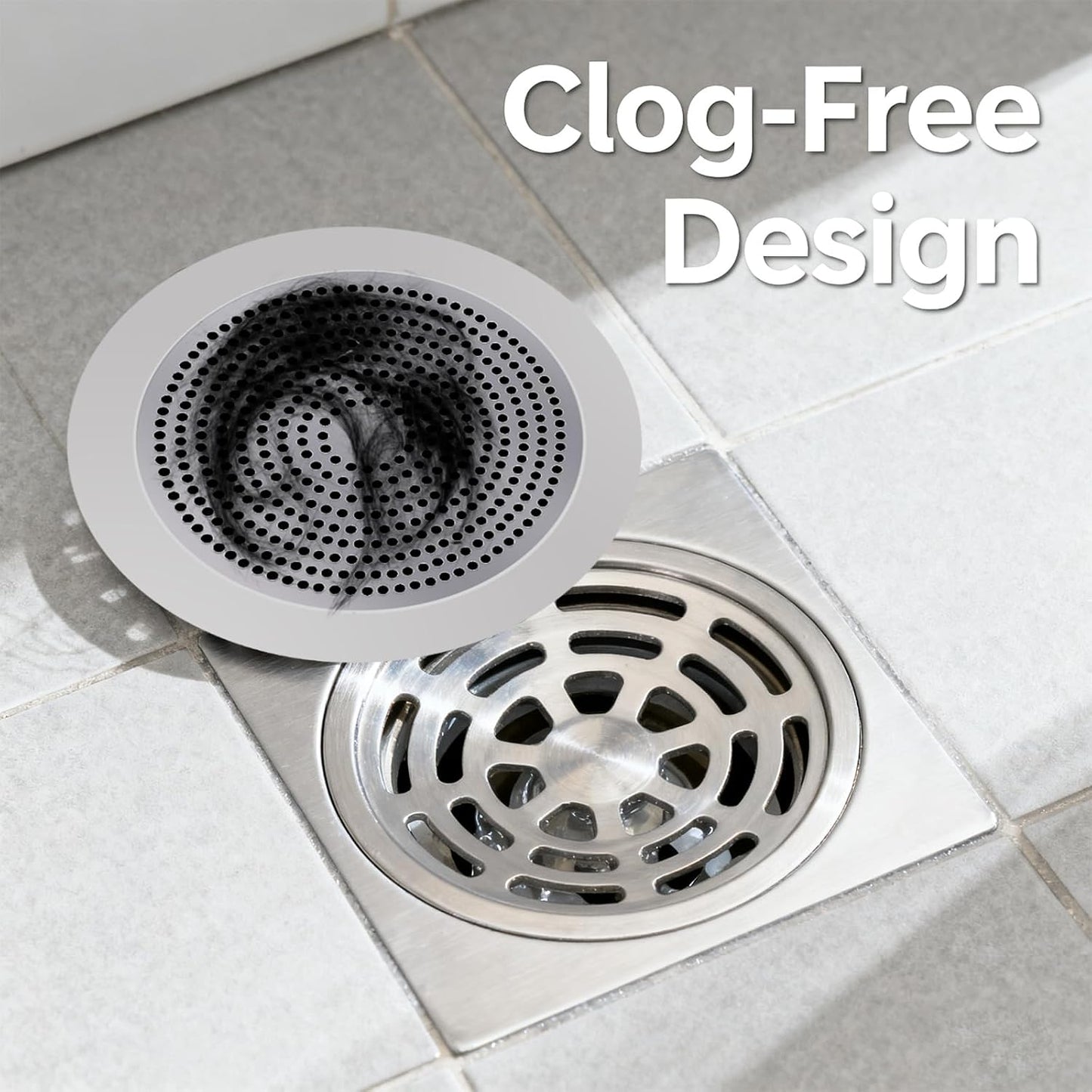 Shower Hair Drain Catcher - Stainless Steel, 5.7in Wide Rim for Robust Bathtub Adhesion, Easy Maintenance, Prevents Clogs, Perfect for Homeowners, Renters, Parents, Pet Owners