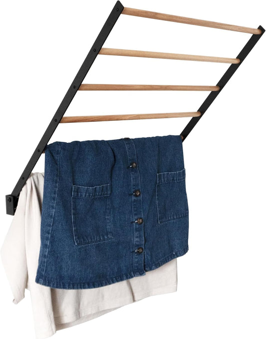 Wall Mounted Drying Rack – Foldable Laundry Drying Rack for Wall, Space Saving Clothes Drying Rack for Laundry Room, Bathroom or Small Spaces