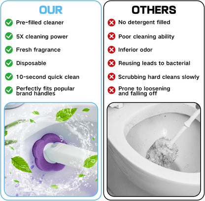 30 Disposable Toilet Brush Refills, Lavender Scented Toilet Wand Refill Pads, Replacement Toilet Cleaner Refill Heads for Toilet Bowl Deep Scrubbing