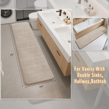 Yimobra Memory Foam Bath Mat, Super Soft Absorbent Bathroom Rug Non Slip, Quick Dry, Machine Washable Floor Carpet for Tub Shower, Home Decor Accessories, 24x17, Grey