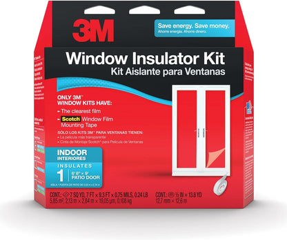 3M Indoor Patio Door Insulation, Insulator Kit for 6'-8" x 9' ft Patio Door, Keeps Cold Air Out and Warm Air In, Includes Heat Shrink Window Film and Scotch Window Film Mounting Tape (2144W-6)