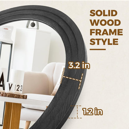 Solid Wood Full Length Mirror - 65"x22" Arched Floor Mirror, Free Standing & Wall Mounted - Elegant Design for Bedroom, Dressing Room, Hallway, Brown
