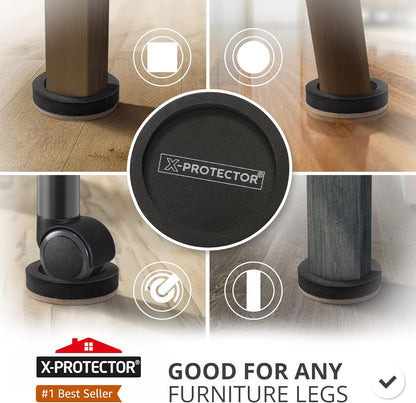 X-Protector Felt Furniture Sliders for Hardwood Floors 24 PCS 1” - Self-Adhesive Furniture Slider - Heavy-Duty Furniture Movers for Hard Surfaces - Felt Sliders - Move Your Furniture Easily!
