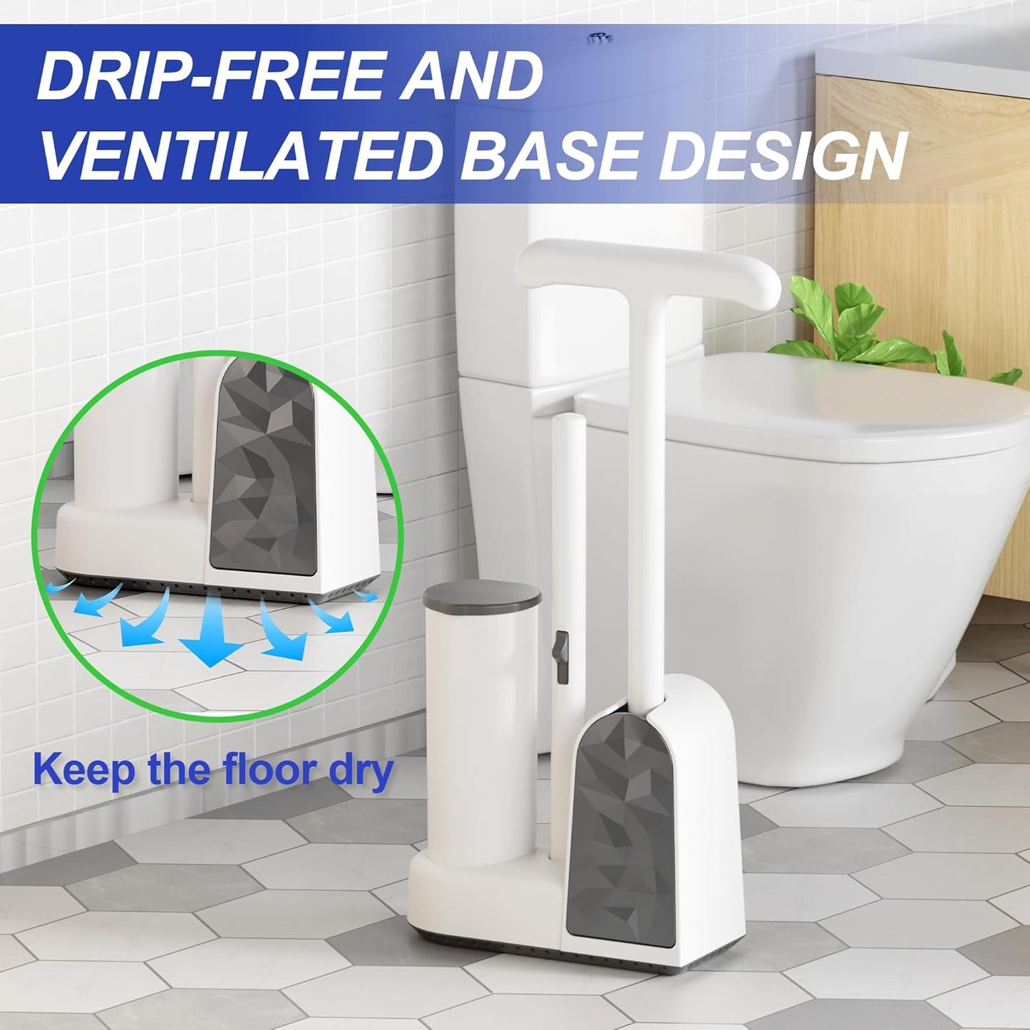 Disposable Toilet Brush and Plunger Set, Dual Handdle Toilet Plunger, All-in-1 Bathroom Cleaning Kit with 18PCS Refills, Toilet Cleaning Stick and Ventilated Holder