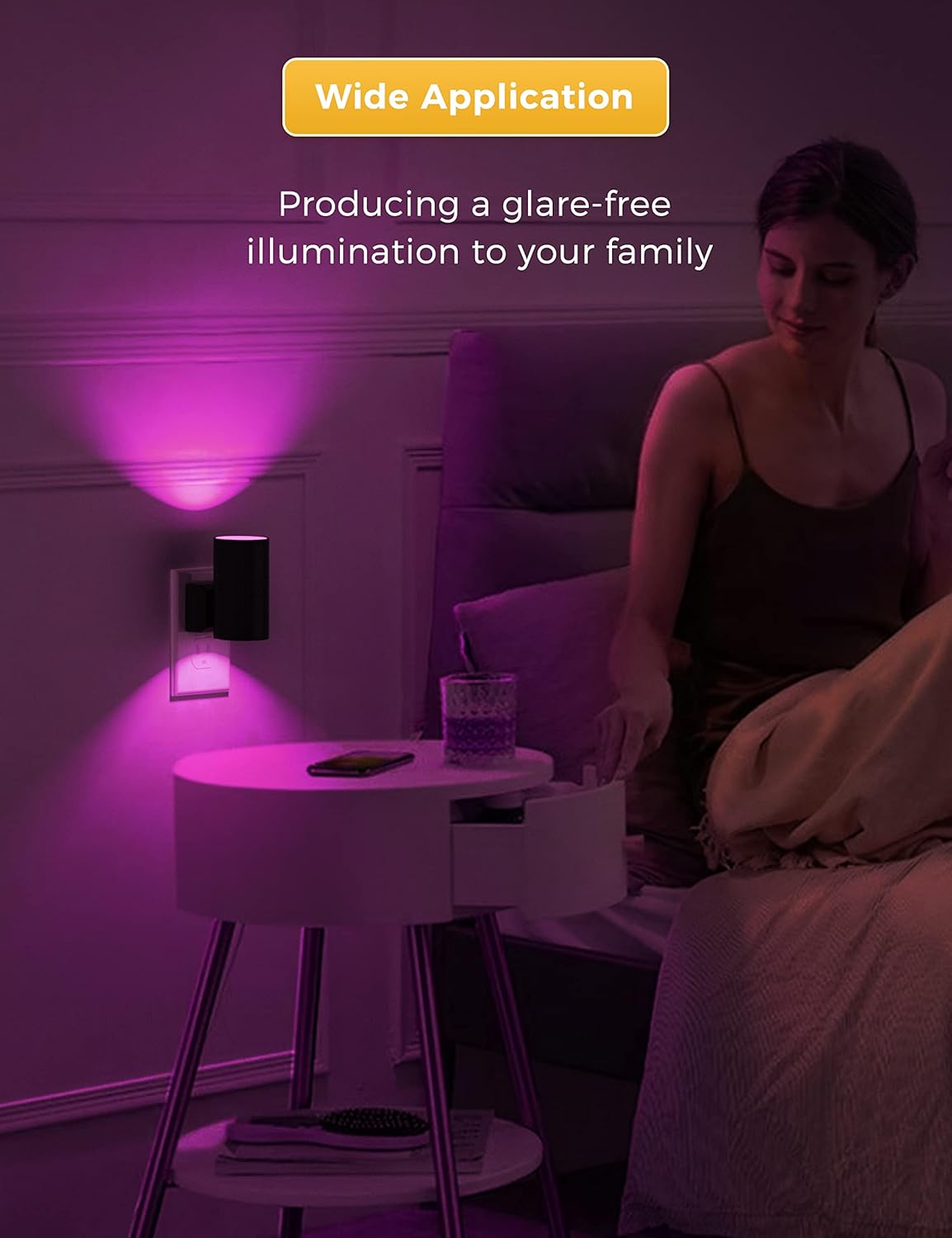 L LOHAS LED Night Light Plug in, Modern Night Lights Plug into Wall, Dusk to Dawn Sensor, Soft White 3000K, 0-100LM Adjustable Brightness, Dimmable Night Lights for Hallway Bedroom Stairway, 2 Pack