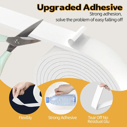 Foam Weather Stripping Door Seal,1 Inch W x 1/17 Inch T x 33 Feet White Window Sealing Tape，Single-Sided Self-Adhesive Insulation Sealing Strip