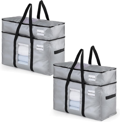 TAILI Extra Large Moving Bags, 4 Pack Blue Heavy Duty Totes For Storage with Visible Window, Wrap Around Handles, Storage Bags for Space Saving, Alternative to Moving Boxes