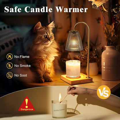 Hong-in Candle Warmer Lamp with Timer-Dimmable Adjustable Height Candle Lamp Warmer, Birthday Gifts for Women Mom Her, Housewarming Office Home Decor,Wax Warmer for Scented Wax Jar Candles