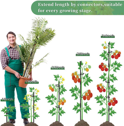 Plant Stakes 17inch &11inch SupKing Adjustable Length Plant Support Stake 16Pcs Orchid Stick with Clips for Indoor Outdoor,Garden Pole for Potted Tomato Amaryllis Vegetables Comes with 20 Ties (Green)