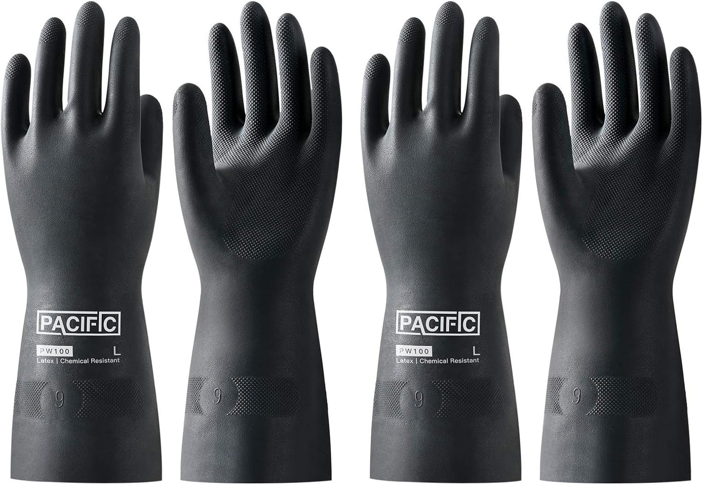 PACIFIC PPE Heavy Duty Latex Chemical Gloves, Strong Acid Resistance Rubber Gloves, Against Alkali and Oil, 22", 1 Pair