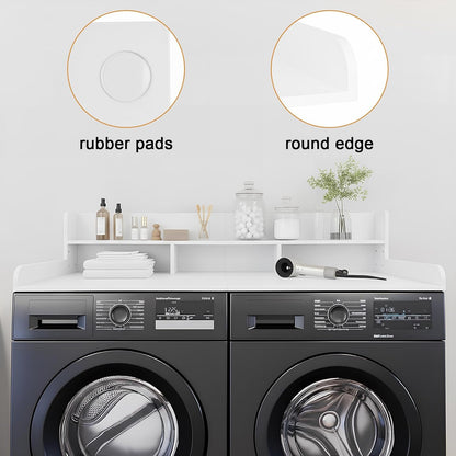 Washer Dryer Countertop with Shelf, 2-Tier Laundry Countertop Over Washer and Dryer, 54" x 27.55" Wooden Table for Folding Clothes for Laundry Room Organization and Storage (Black)