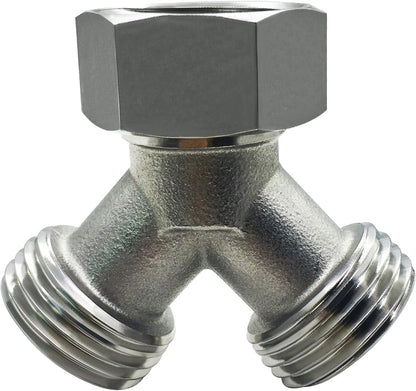 beduan Stainless Steel Garden Hose Splitter 2 Way Y Connector Heavy Duty for Outdoor Garden Faucet Hose Bib