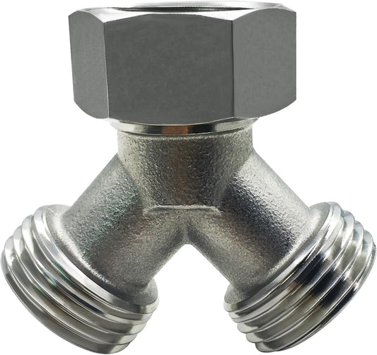 beduan Stainless Steel Garden Hose Splitter 2 Way Y Connector Heavy Duty for Outdoor Garden Faucet Hose Bib
