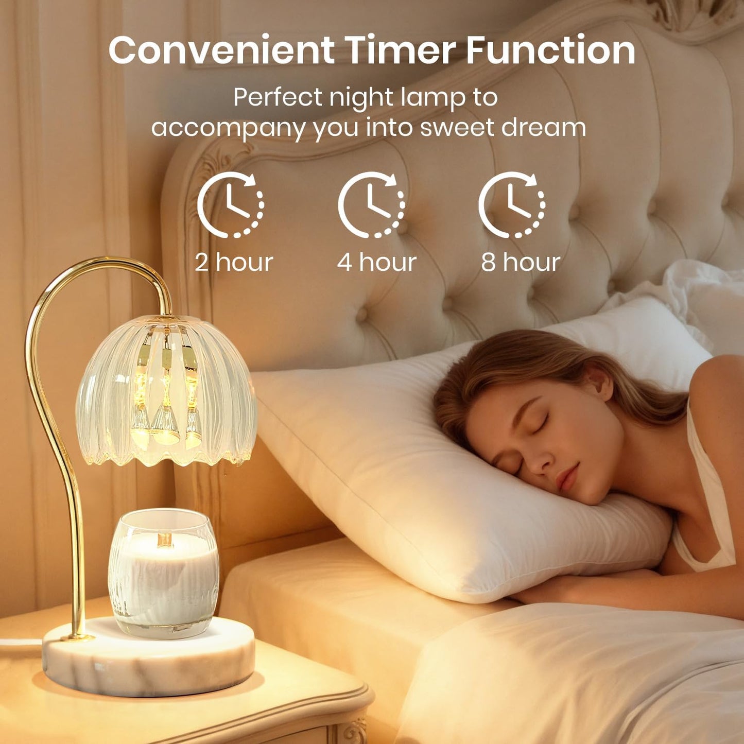 Candle Warmer Lamp with Timer & Dimmer, Electric Candle Lamp Warmer with 2 Bulbs for Scented Candle, Home Decor Gift for Her, Mother’s Day Gift (Milk Tea)
