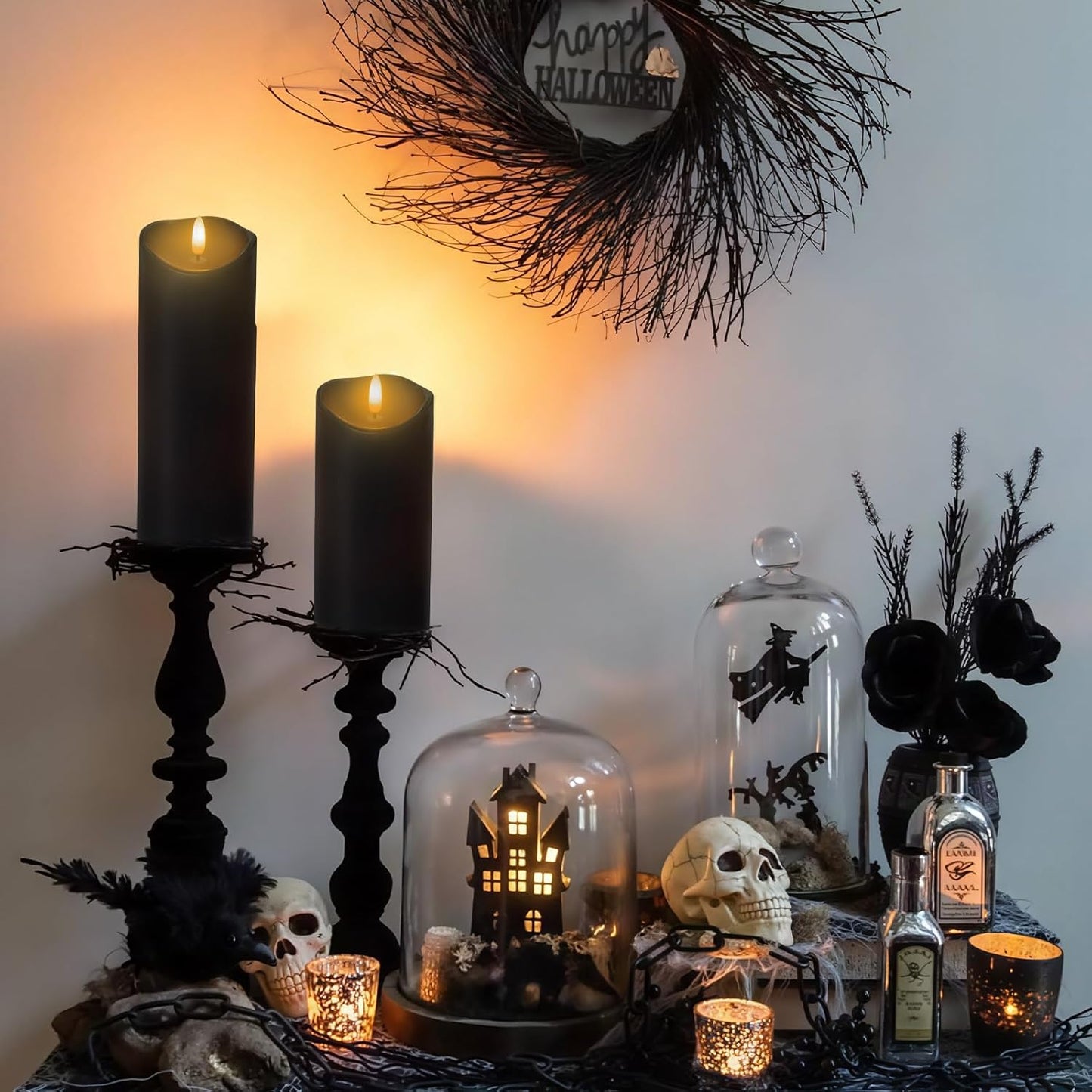 Outdoor Flameless Candles with Remote Timer - Waterproof Realistic Flickering LED Pillar Electric Battery Operated Fake Candle for Holiday Home Wedding Fireplace Decor - Ivory White 3 Pack (4”6”8”)