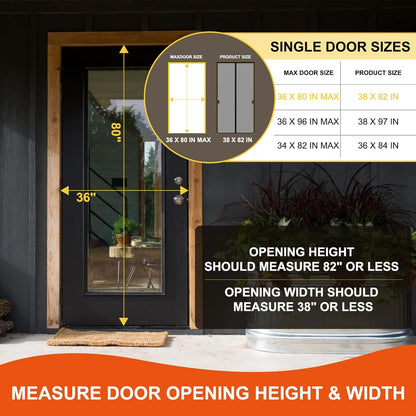 Magnetic Screen Door -Fit for Door Size:32x80 Inch, Hands Free Mesh Partition, Heavy Duty Screen Door Mesh Curtain Keeps Bugs Out, Frame Hook & Loop, Pet and Kid Friendly, Itself Size 34x82