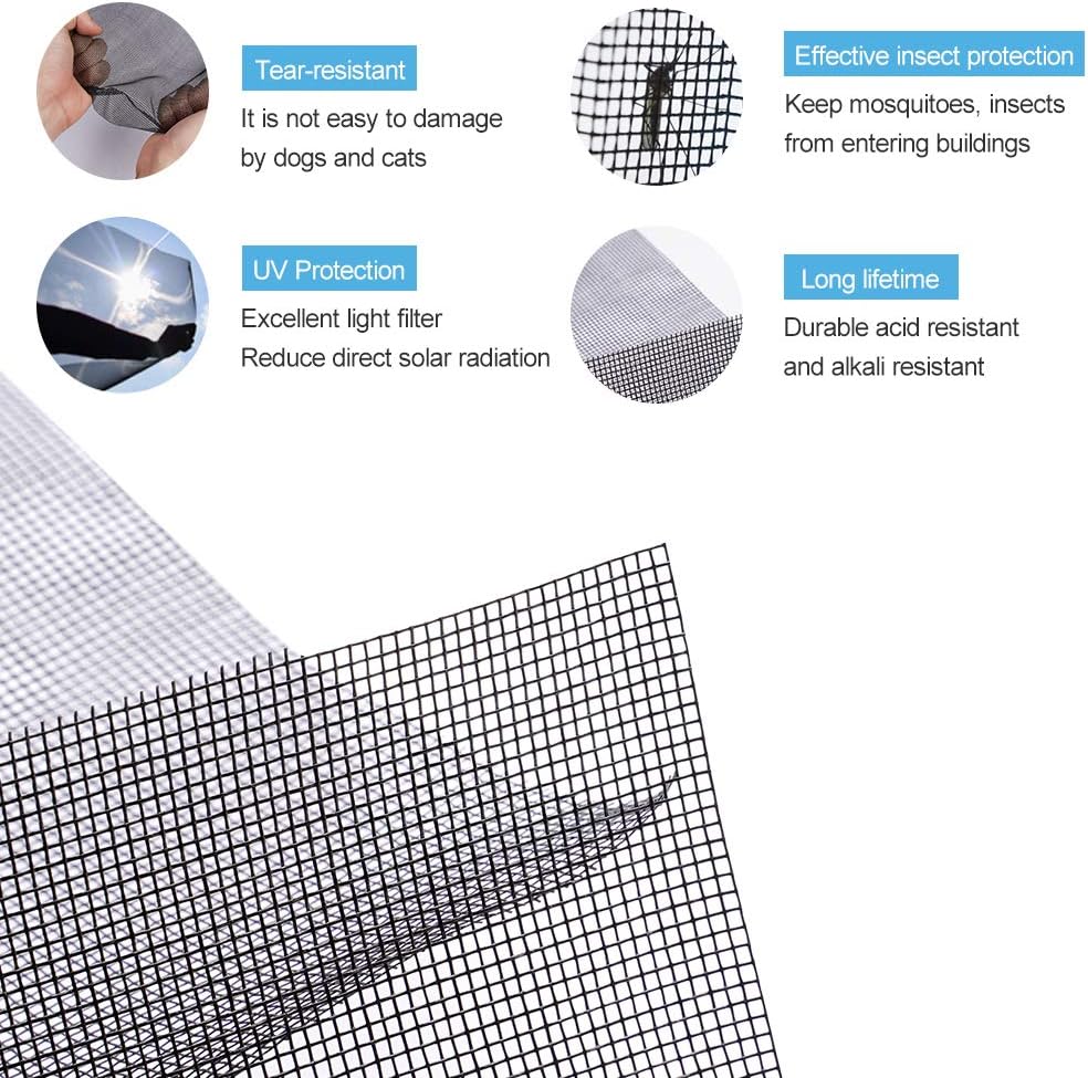 Pololo Fiberglass Screen Roll High Visibility and Durable Screen Easy to DIY Repair or Rescreen Window and Door Screen