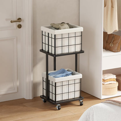 120L Vertical Rolling Laundry Hamper with Removable Bags, 3 Section Laundry Basket with Wheels, Slim Tall 3 Tier Laundry Sorter for Small Spaces, Dorm, Laundry Room, Bathroom, Closet, White