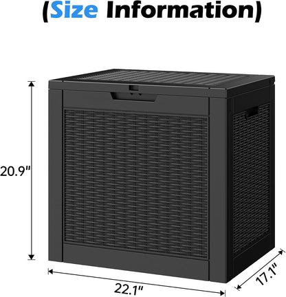 35 Gallon Outdoor Storage Box, Waterproof Resin Deck Box with Lockable Lid – Storage Cabinet for Patio Furniture, Pool Supplies, Garden Tools – Indoor & Outdoor Use