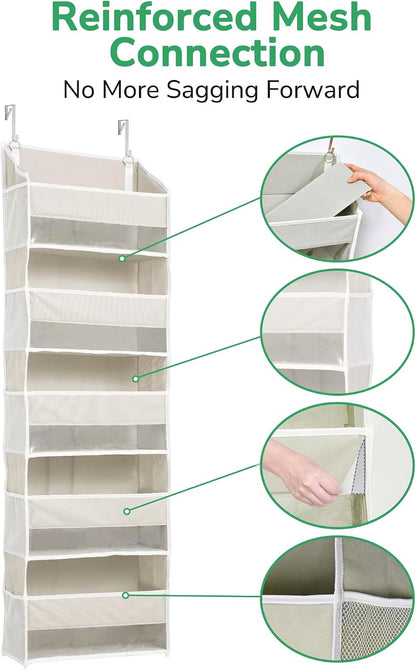 ULG Over the Door Organizer, 5-Tier Extra Large Hanging Storage with 10 Mesh Pockets, 100 lbs Capacity, Heavy Duty Door Organizer for Closet, Bedroom, Nursery Storage, Beige