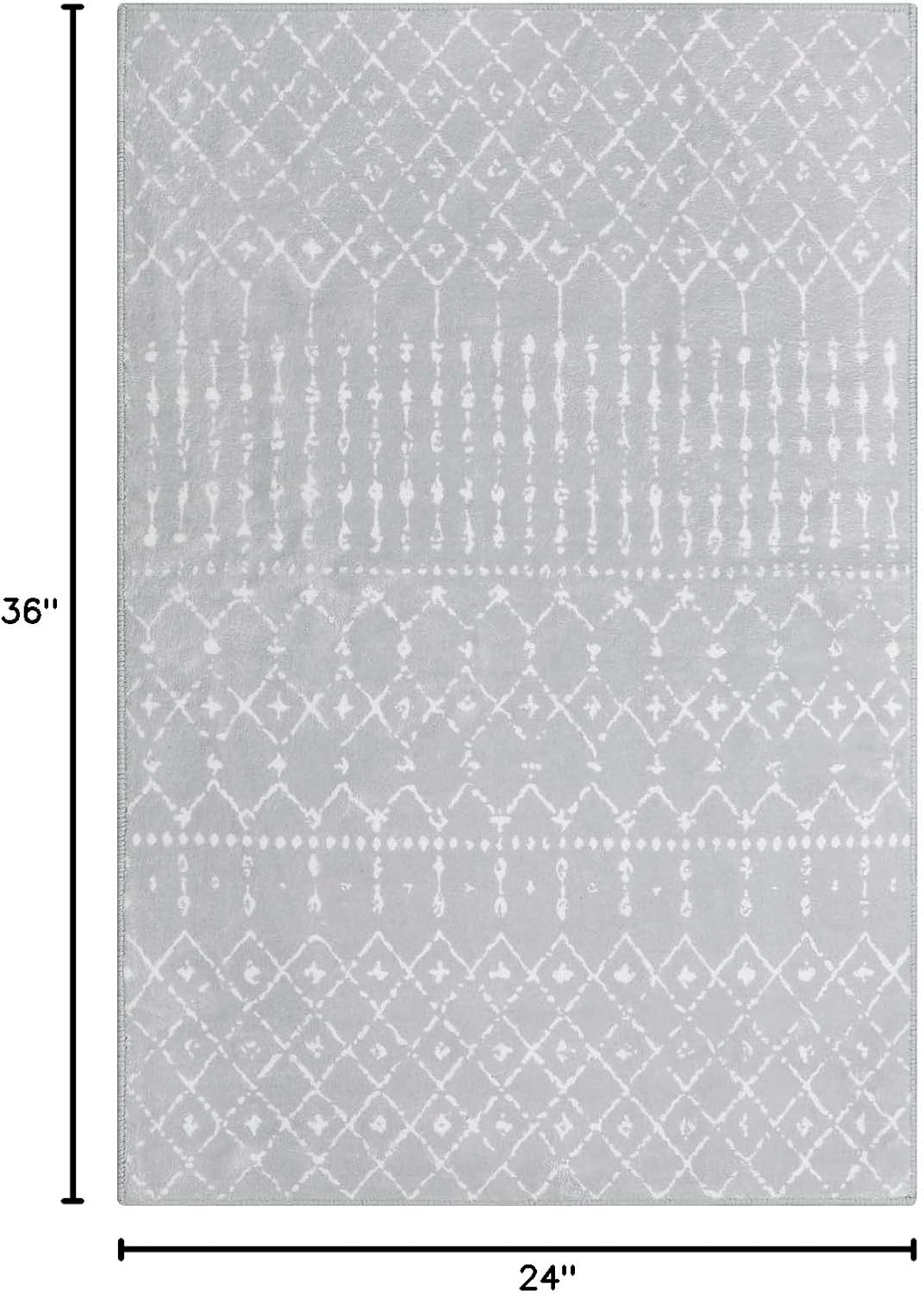 Lahome Moroccan Entry Rug 2x3, Non-Slip Washable Front Indoor Door Mat Rubber Backing Low-Profile Door Rugs, Small Geometric Print Distressed for Entryway Bathroom Kitchen, Black Hana