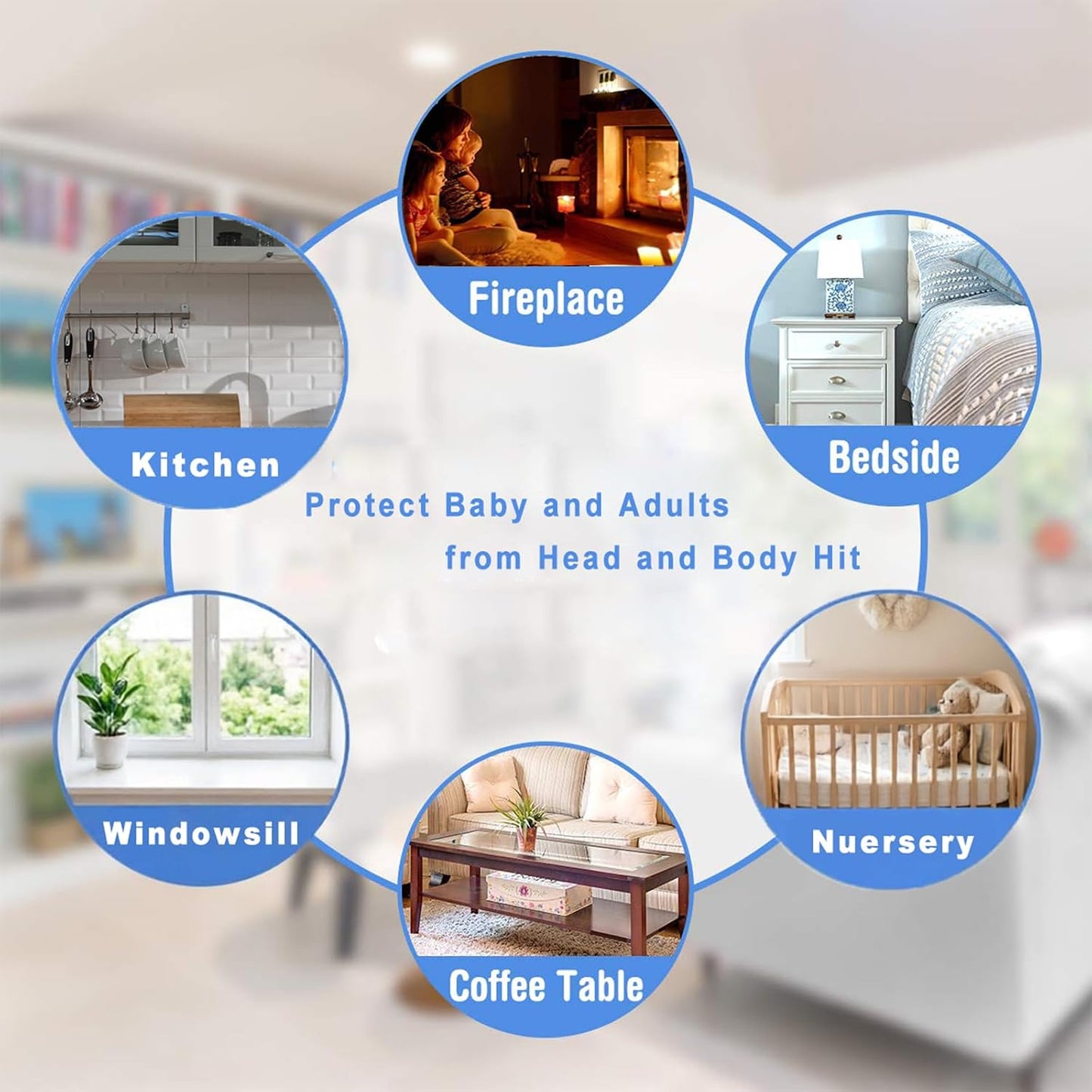 Edge Protector 100% Silicone, Baby Proofing Clear Table Corners Guards, Pre-Taped Adhesive Soft for Kids Proof Safety, Wall Furniture Bumper