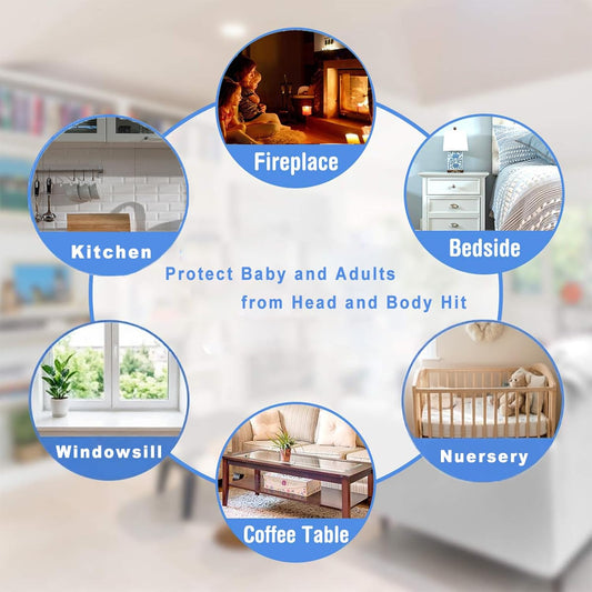 Edge Protector 100% Silicone, Baby Proofing Clear Table Corners Guards, Pre-Taped Adhesive Soft for Kids Proof Safety, Wall Furniture Bumper
